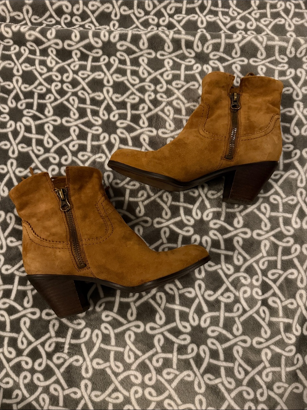 Sam Edelman Tan Suede Ankle Booties with Side Zip